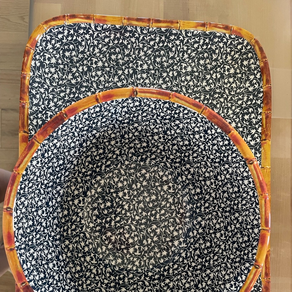 Zara home melamine salad bowl & tray! NWT!